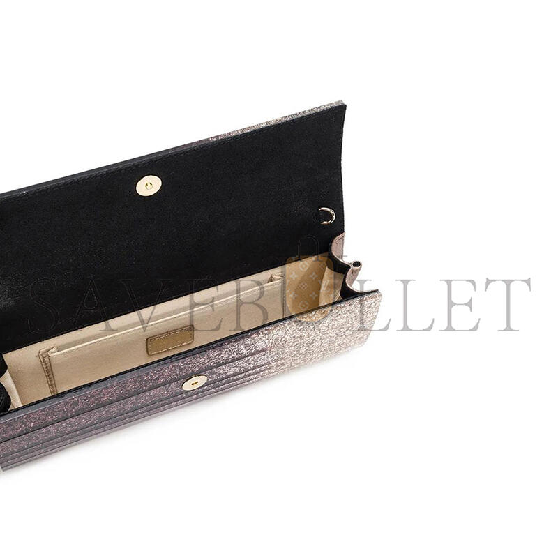 JIMMY CHOO METALLIC EFFECT DÉGRADÉ GLITTERED PLEXI SWEETIE CLUTCH BAGS (24*10*5cm) 